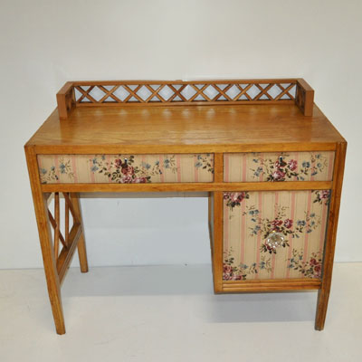 Scrittoio stile provenzale in legno e tessuto - Anni '40