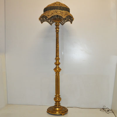 Antica lampada piantana a finitura foglia oro - 1880 